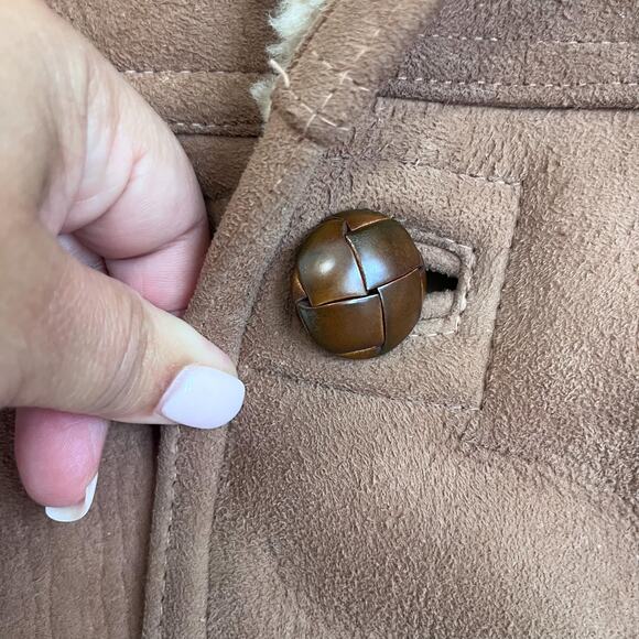 Vintage David Church Suede Mens Coat Size 40 Brown Shearling Sheepskin Marlboro - Picture 9 of 12